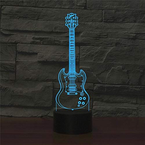 Lampe Guitare 3D LED veilleuse table lumineuse 16 couleurs à distance