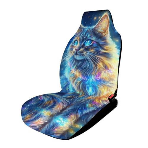 Starry Sky Cat Car Seat Covers Universal Car Front Seats Protector Auto Interior Accessories 1PCS