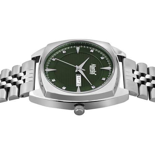 Image of Ajanta Quartz Analog Watch for Men | Stainless Steel Bracelet | Round Dial with Square Case | Classic Formal Wrist Watch | Office Wear|AWC132ESG