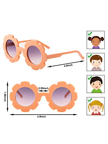 Weewooday 8 Pairs Flower Sunglasses Kids Round Flower Sunglasses Cute Outdoor Eyewear for Toddler Girls Beach Party Favors(Color 1)3