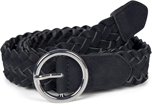styleBREAKER Damen Flechtgürtel mit runder Schnalle, Kunstleder Einfarbig,...