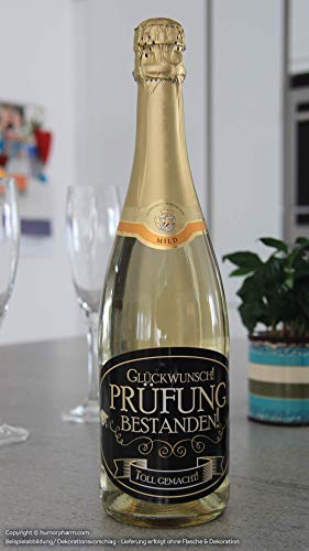 "TEST BESTANDEN - 2023 - Toll gemacht!" sticker champagnefles wijnfles zelfklevend - waterdicht ("Standard" Edition) - Image 3