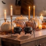 Yungyan Halloween Witches Cauldron Pepper Salt Set 2.5”x2" with Stand Black