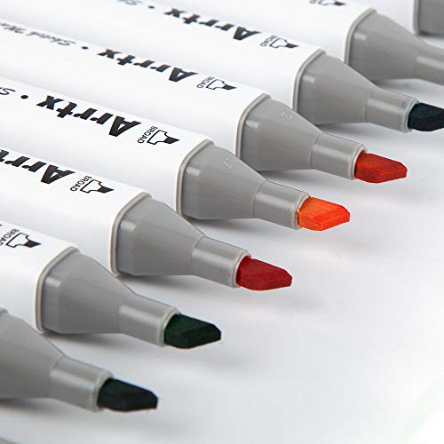 Canetas Marcadoras de Álcool 60 Cores, Conjunto de Marcadores de Pontas Duplas Marcadores de Esboço