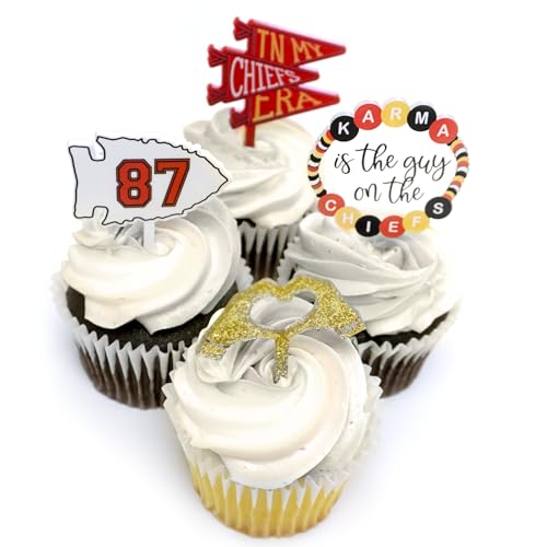 Football Game Cupcake Toppers Set of 12 | Red and