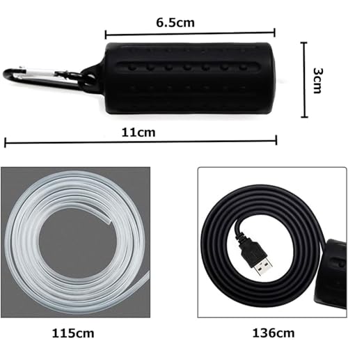 Luftpumpe Aquarium,Mini USB Sauerstoffpumpe, Leise Oxygen Pump Energie Sparen Sauerstoff Bubble, mit Luftstein und Einzelauslass-Silikonschlauch