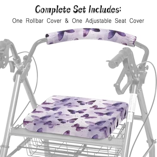 Image of Butterfly Universal Walker Backrest Covers, Soft Rollator Seat and Backrest Covers, Adjustable Seat Covers for Seniors