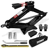 YATOINTO 2 Ton Car Scissor Jack Kit, 8 PCS Universal Tire Jack Tool Emergency Kit with Ratchet Wrench, Black