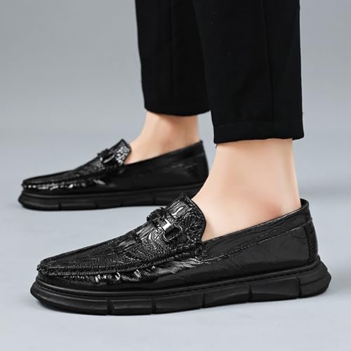 Men's Patent Leather Alligator - Embossed Loafers, Casual Slip - On Shoes, Driving Boat Shoes, Soft Penny Loafers for Men2