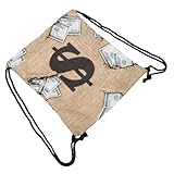 Gatuida Rucksack Turnbeutel Kordelzugbeutel Geldsack mit Modischem Aufdruck Tasche Geld Sack Dollarzeichen Sportlich und Stilvoll für Karneval