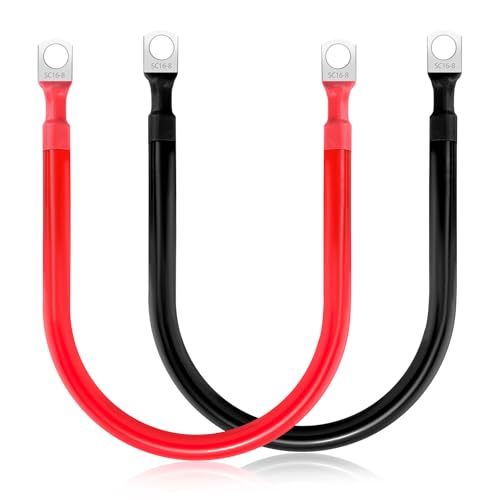 XIOGZAXI 6 AWG Battery Cable 2 Pcs, 11.8 Inch Battery Cables with M8 Ring Terminals, Marine Batterys Cables Pure Copper, Batterys Ground Cable for Motorcycle, Car, Truck, Rv, Boat