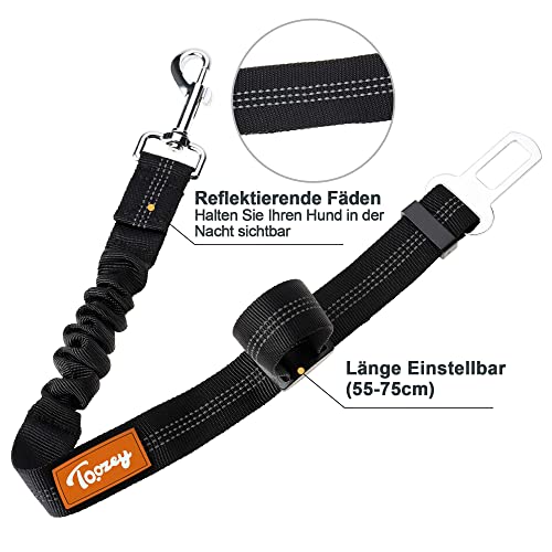 Robustes Nylonband des Toozey 2er-Sets mit nickelbeschichtetem Karabiner - Detailansicht von Toozey Hunde Sicherheitsgurt...