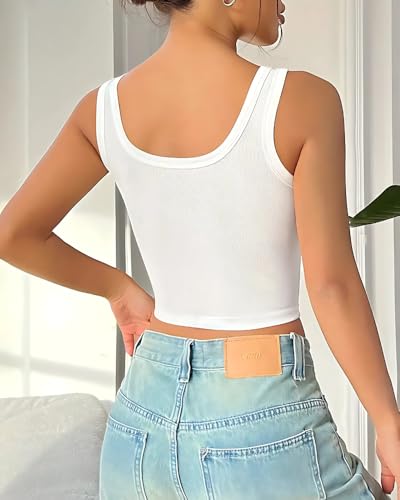 Image of Accmetees Women's and Girls Solid Ribbed Square Neck Tank Top | Tanktop for Women | Sleeveless Top | Crop Tanktop | Ribbed Tank Top