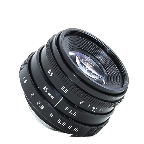 Cámara para microscopio F1.6: lente de 35 mm con montura C para capturas nítidas en MFT