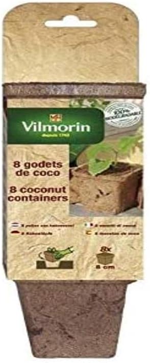 Vilmorin 8 Square Coconut Pots 8 cm Natural