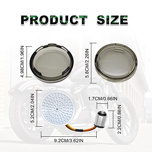 KEVWR 1157 LED Turn Signals Front RearLights Super Bright Bulbs Lens Covers Kit 1986-2023 Compatible for Harley Davidson Touring Dyna Softail Sportster Street Glide Road Glide Iron smoke lens cover