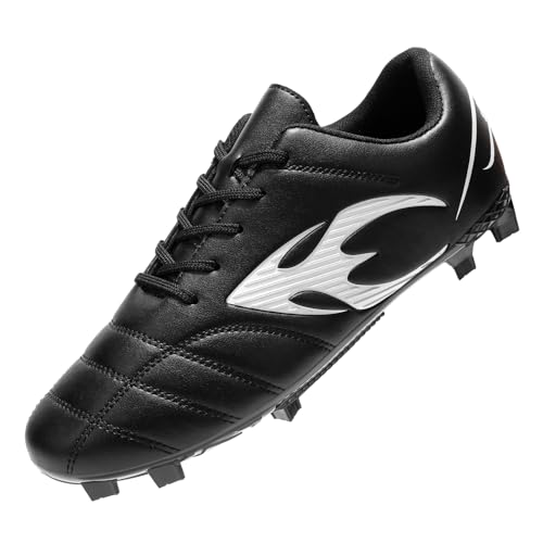 AGGHRH Men's Women's Soccer Cleats Lightweight Professional Adult Athletic Training Lace-Up Football Shoes Black EU 45