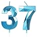 Geburtstagskerzen Zahl 37 Blau - 3D Blaue Kerzen zum 37 Geburtstagsdeko (Nummer 37 Kerze, Tortenkerzen) Geburtstagsparty, Feier