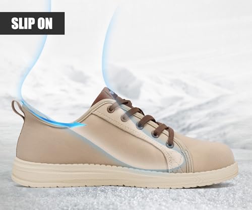 Image of LARNMERN Slip On Steel Toe Shoes Women Work Walking Sneakers Skate Hands Free Safety Tennis Shoes