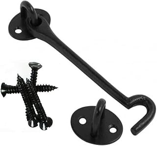 FURLOU Hook and Eye Latch Gate Bolt Gate Hook Lock,Latch Black Cabin Metal Door Hook Latch Heavy Duty Cabinet Latches for Door Gate Window Closet Shed Latch Latch (Size : 200mm)