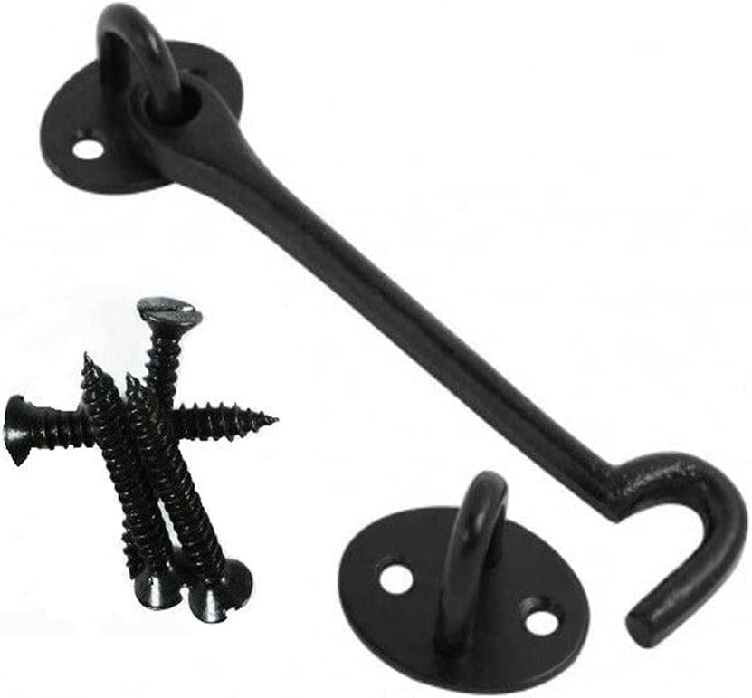 Loquet de crochet de porte en métal noir robuste avec fixation pour placard