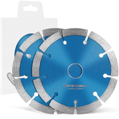 Image of Flintronic 125mm Diamond Cutting Discs for Angle Grinder, 2PCS Superior Diamond Mortar Disc 125mm/4.9", Wet & Dry Cutting for Building Materials, Saw Blades for Mortar, Concrete, Stone, Bricks (Blue)