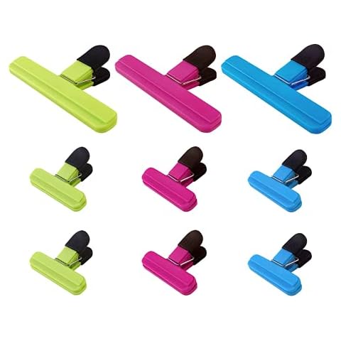 9Pack Large Chip Bag Clips - Assorted Sizes Food Bag Clips Plastic Heavy Seal Grip Cover
