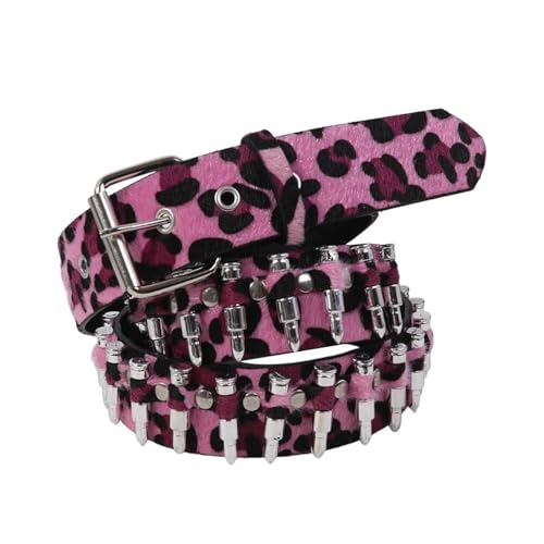 Ceinture cloutée gothique pour femme en cuir léopard pour jean