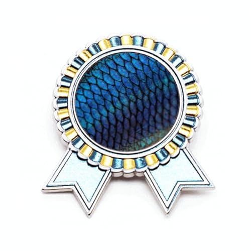 Broche poisson bleu mystère de taille M en métal finement ciselé pour costume