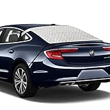 IC ICLOVER Car Rear Windshield Cover, 4 Layers Back Window Car Cover for All weather, Rain, Snow, Sun, UV Protection, Waterproof, Windproof, Dustproof, Dirtproof, Scratch Resistant, Privacy, fit Sedan