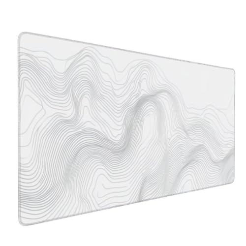 Tapis de Souris XXL 900x500x3mm, Tapis de Souris Lignes Blanc Tapis de Souris Large et étendu, Souris Tapis avec Base en Caoutchouc Anti-Glissant, pour Maison Bureau Femmes Cadeaux Mouse Pad k-34