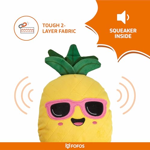 Image of BarkButler x FOFOS Summer Tough Dog Toy Pineapple - Plush & Squeaky Toys for Dogs, Dog Toys for Large Dogs (5-30kgs) - Yellow