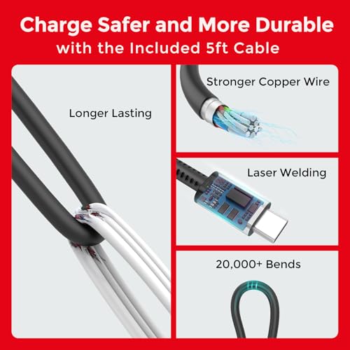 Image of Charger for Nintendo Switch 2-20V 3A 60W AC Adapter Fast Charging with 5ft USB C Cable - Compatible with Switch /OLED /Lite /Steam Deck - Support 4K TV Mode - Original Quality