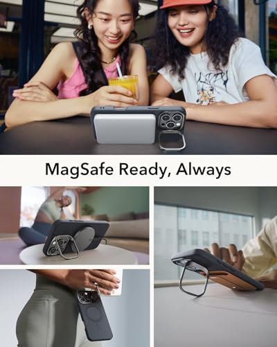 Image of ESR for iPhone 16 Pro Max Case, Silicone Case with Stand, Compatible with MagSafe, Built-in Camera Stash Stand, Magnetic Phone Case for iPhone 16 Pro Max, Cloud Series, Black