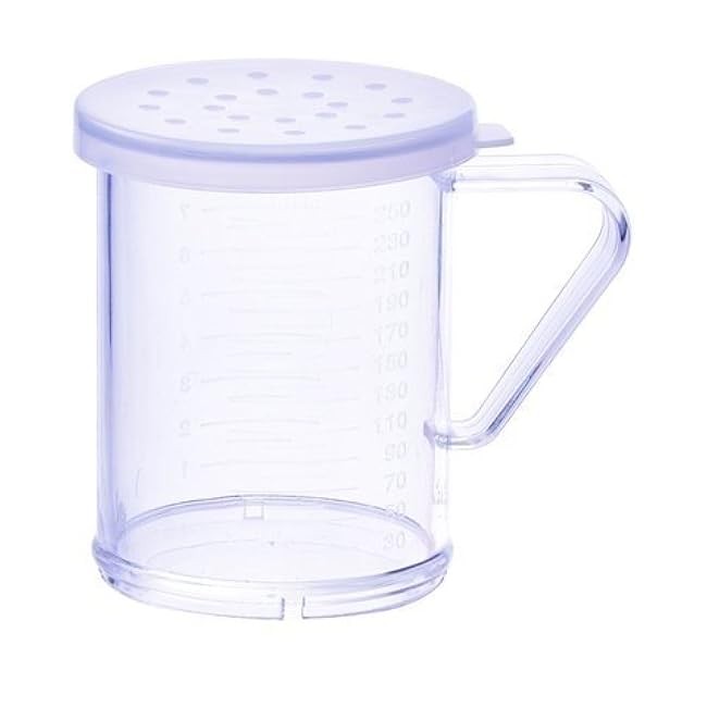 Winco PDG-10CL, 10 Oz Plastic Dredge with Clear Snap-on Lid, Seasoning Sugar Spice Pepper Shaker with Large Holes