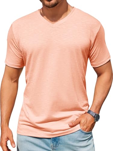 Runcati Mens T-Shirts Short Sleeve V Neck Casual Classic Shirt Summer Stretchy Regular Fit...