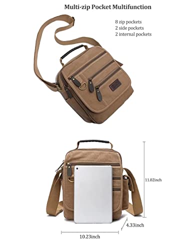 Image of Mens bag Canvas Shoulder Bag Small Messenger Crossbody Bag Work Bag Vintage Multi-function