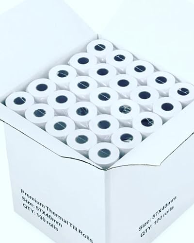 20 Rolls of 57x40 mm Thermal Paper Till Rolls, Cash Register Receipt, for PDQ POS EPOS EFTPOS, Credit Card Machine, Verifone, Barclays, Streamline, Ingenico iCT200, iCT 220, iCT250, iCT 250