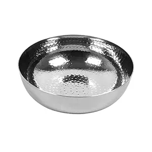 PinkArt Stainless Steel Cookware Hammered Tasla/Kadhai- Silver (3000ml(14 No.))