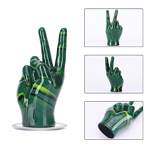 Estatua decorativa mano símbolo paz verde esmeralda miniatura 3
