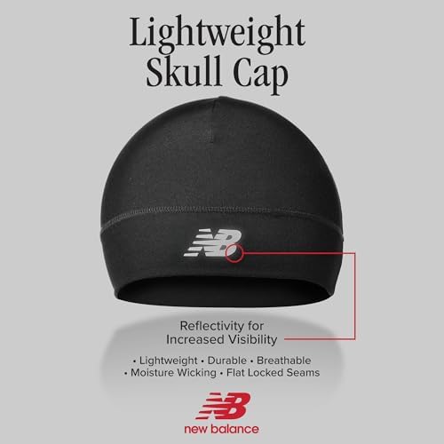 New Balance Lightweight Running/Athletic Skullcap Hat, Beanie, Cap Black — view 4