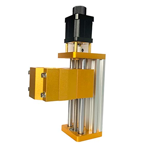 Hacbop Vis en aluminium pour axe Z - Table coulissante - 85 mm - Course linéaire - Kit d'entraînement Nema17/52 42/57 - Trou de broche de 52 mm - Application, Jaune Cover