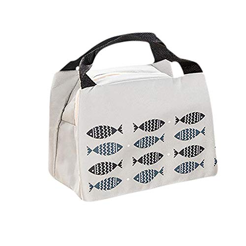 Clearance!! Quistal Adult Lunch Box Thermal Insulated Canvas Stripe Lunch Bag Large Cooler Tote Bag for Men, Women, Kid