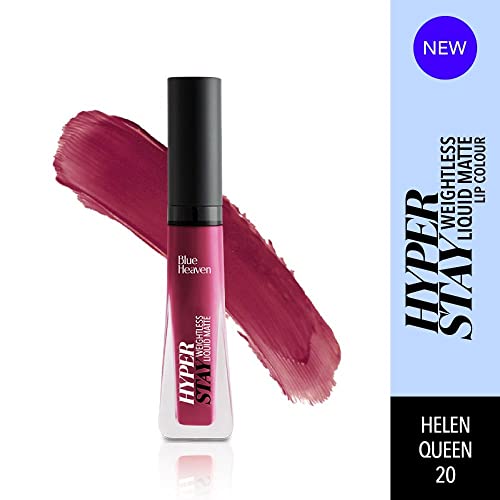 Image of Blue Heaven Hyper Stay Weightless Liquid Matte Lipstick | Long-lasting & Smudge Proof | Non-Transfer Matte Lipstick for Women| Helen Queen-20 | 6ml