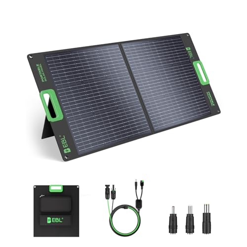 Image of EBL 100W Portable Solar Panel, 18V Foldable Solar Charger for Power Station, Waterproof IP65 High-Efficiency Battery Charger for Outdoor Camping RV Trip Offgrid Living