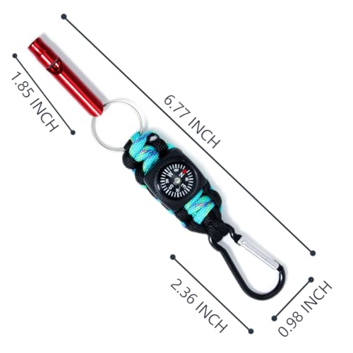 2 Paquetes de Silbato de Supervivencia de Emergencia con Brújula, Llavero de Paracord Trenzado con Mosquetón, Llavero Multifuncional para Senderismo, Viajes, Caza, Navegación y Pesca miniatura 2
