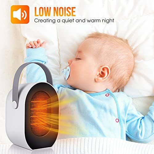 Fan Heater Electric Heater with 1200W/600W Heating Modes, Portable Heaters for Home Low Energy 3 Timing Settings, Tip-Over and Overheat Protection, Space Small Heaters for Room Bedroom Office