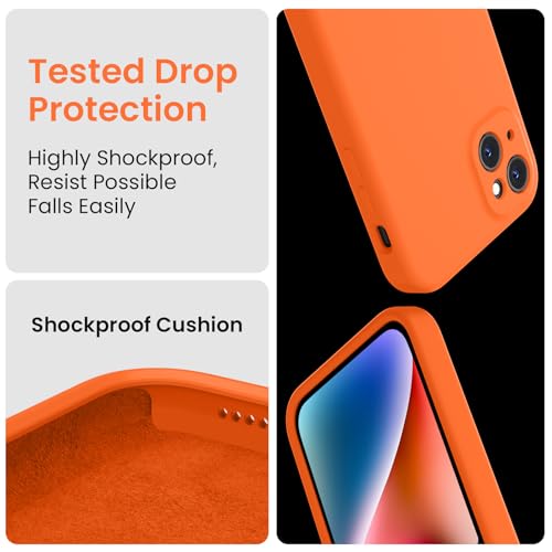Image of FireNova Designed for iPhone 13 Case, Silicone Upgraded [Camera Protection] Phone Case, Soft Anti-Scratch Microfiber Lining Inside, 6.1 inch, Neon Orange