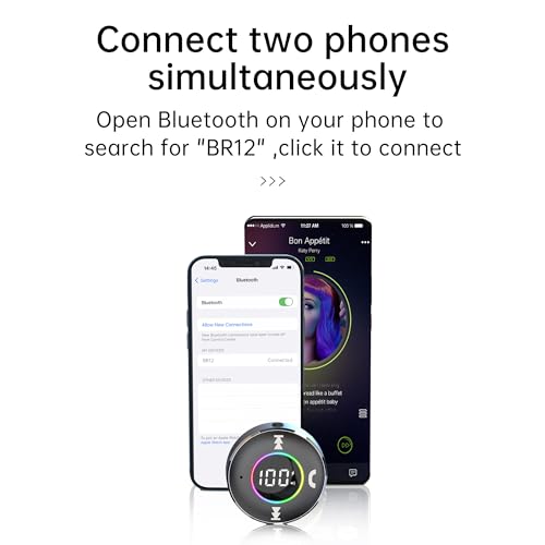 Laicomein Bluetooth Receiver For Car, Bluetooth 5.3 Aux Adapter With Led Battery Display And Ambient Light, Wireless Audio Receiver For Car/Home Stereo/Speaker/Wired Headphones  thumb #3