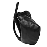 dPois C String Homme Sexy sous vêtements String Lingerie Erotique Slip avec Bulge Poche Thong Tanga Cuir Brillant Bikini Noir One_Size